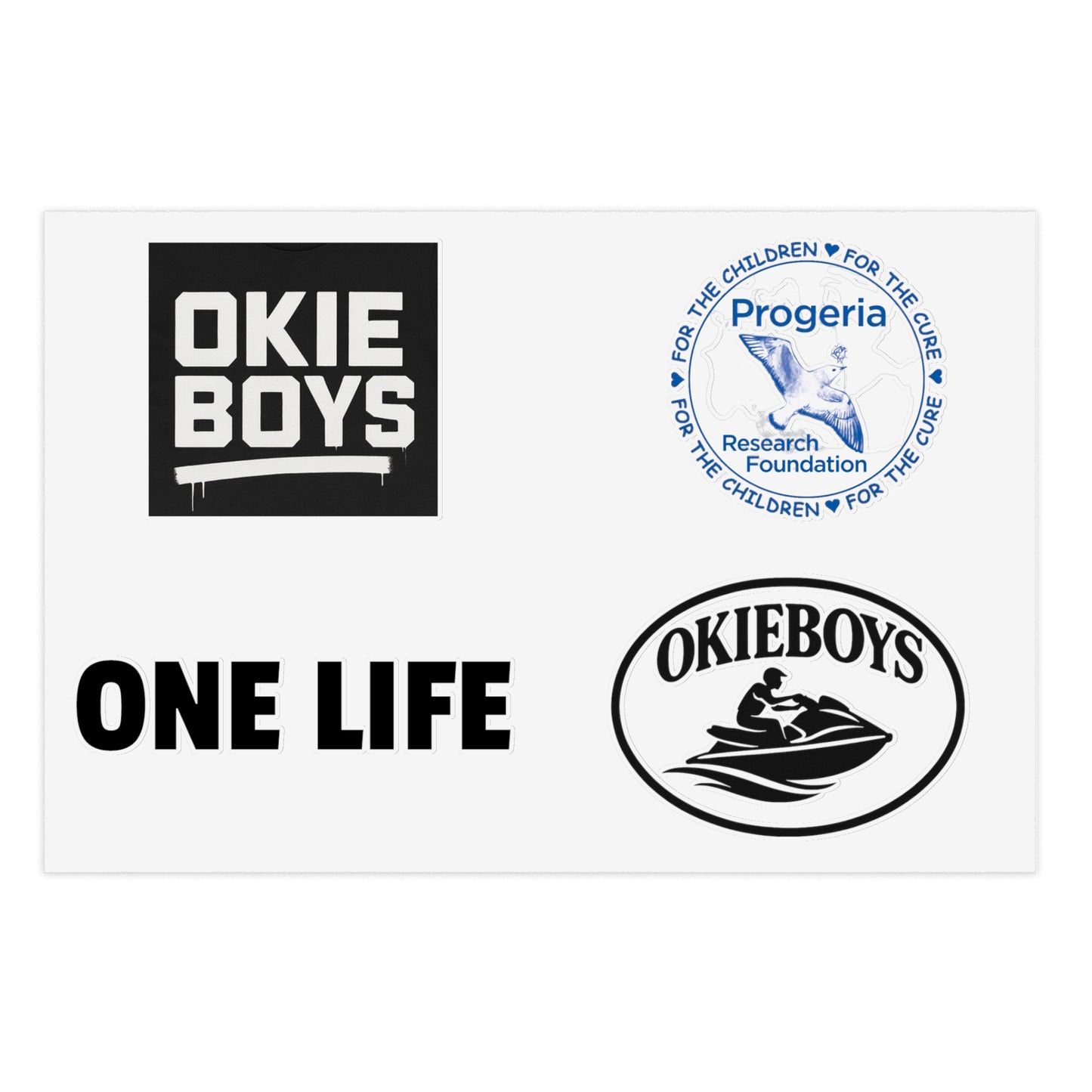 Okie Boys ‘One Life’ Sticker Sheet – Progeria Research Awareness Decal Set