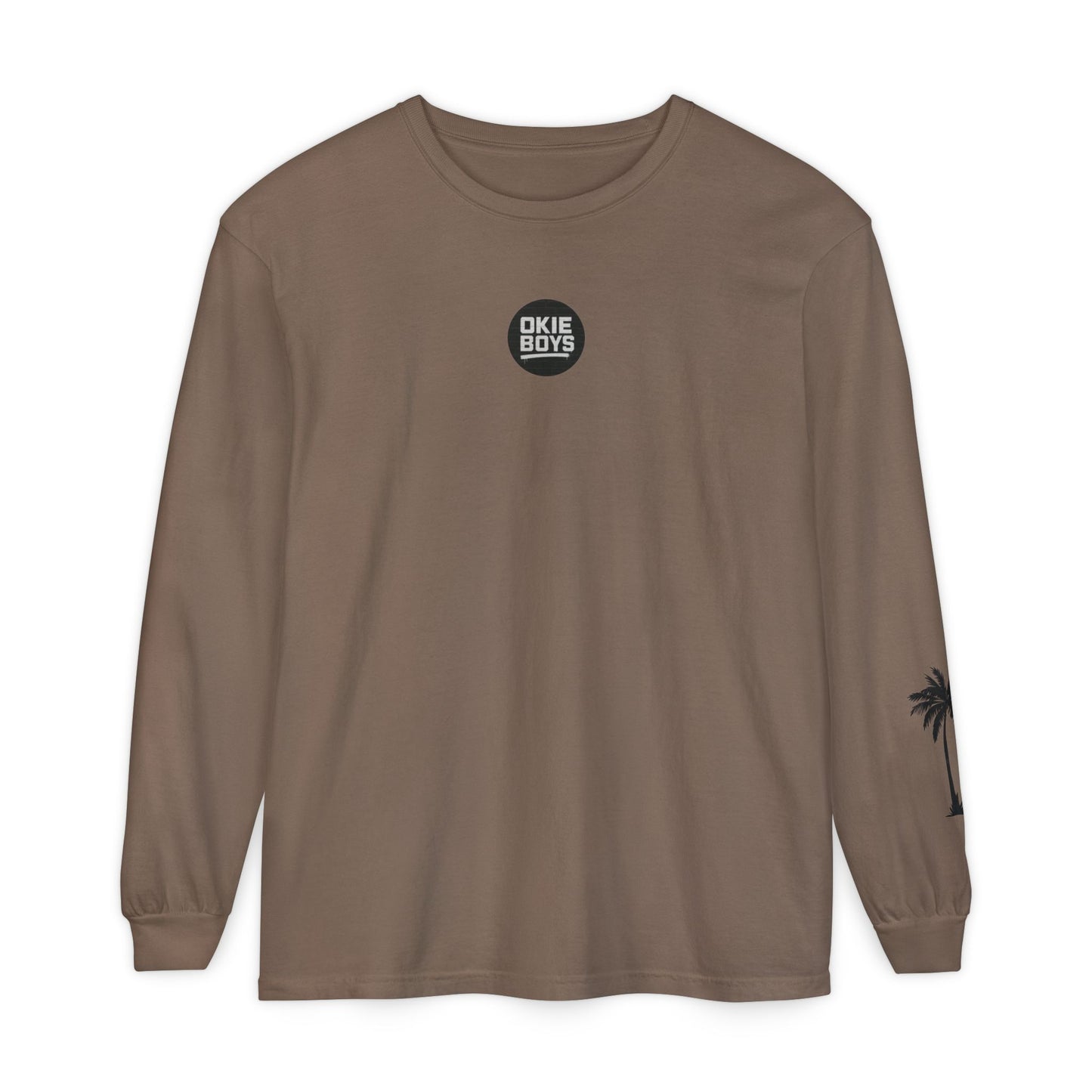 Long Sleeve T-Shirt — "Need Money For Vacation" Palm Graphic