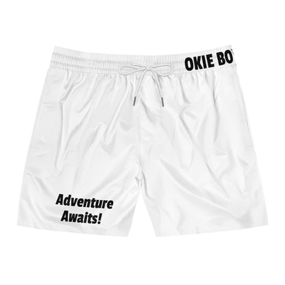 Men's Swim Shorts — 'Adventure Awaits' Mid-Length Beach Trunks
