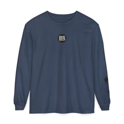 Long Sleeve T-Shirt — "Need Money For Vacation" Palm Graphic