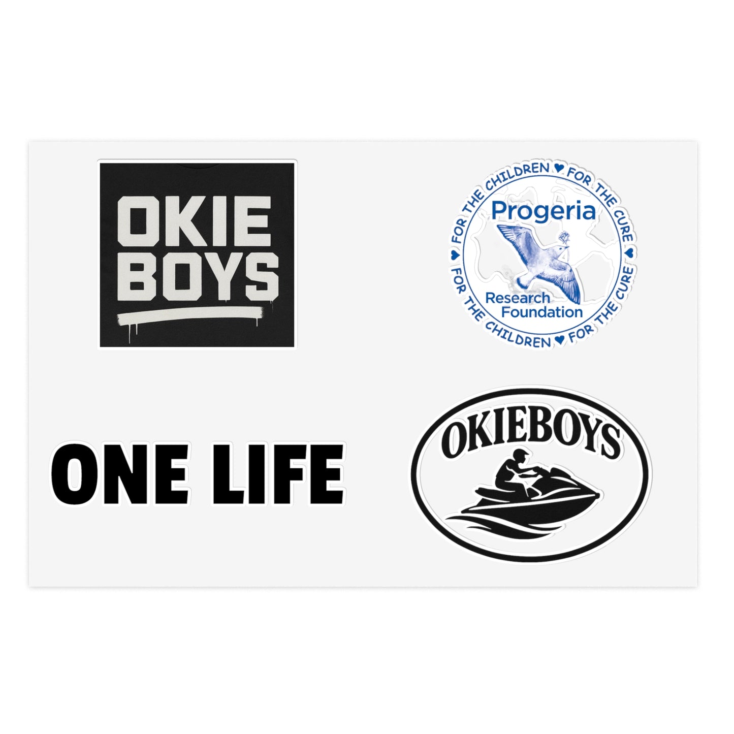 Okie Boys ‘One Life’ Sticker Sheet – Progeria Research Awareness Decal Set